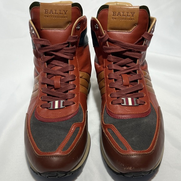 BALLY Asiaki Colorblock Leather High-Top Trainers Sneaker in Pumpkin * US Sz 8.5 - Picture 3 of 16